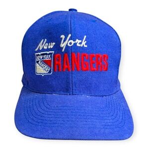 Vintage New York Rangers CCM American Needle NHL Snapback Hat Blue Mens Cap